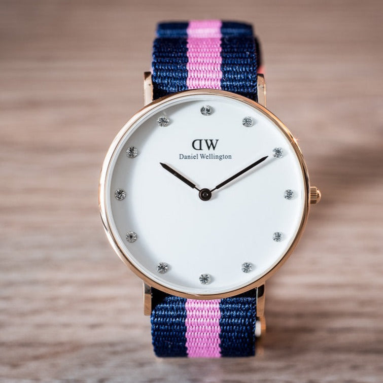 Daniel Wellington Classy Winchester White Dial Two Tone NATO Strap Watch For Women - DW00100077