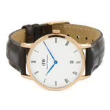 Daniel Wellington Dapper York White Dial Brown Leather Strap Watch For Women - DW00100093