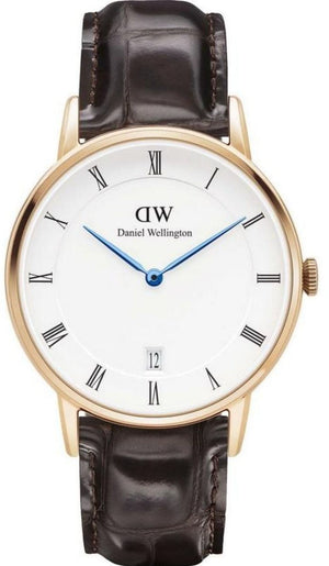 Daniel Wellington Dapper York White Dial Brown Leather Strap Watch For Women - DW00100093