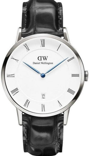 Daniel Wellington Dapper Reading White Dial Black Leather Strap Watch For Men - DW00100108