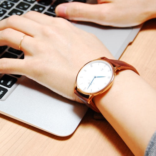 Daniel Wellington Dapper Durham White Dial Brown Leather Strap Watch For Men - DW00100115