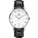 Daniel Wellington Dapper Reading Quartz White Dial Black Leather Strap Watch For Women - DW00100117