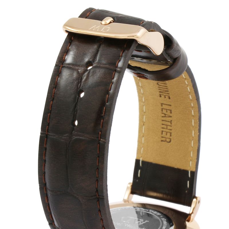 Daniel Wellington Classic York Black Dial Brown Leather Strap Watch For Women - DW00100140