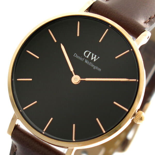 Daniel Wellington Classic Petite Bristol Black Dial Brown Leather Strap Watch For Women - DW00100165