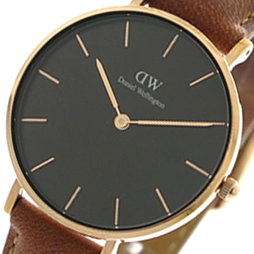Daniel Wellington Classic Petite Durham Black Dial Brown Leather Strap Watch For Women - DW00100166