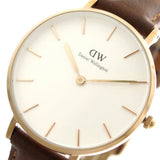 Daniel Wellington Petite Durham White Dial Brown Leather Strap Watch For Women - DW00100172