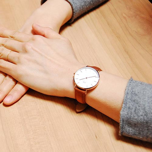 Daniel Wellington Petite Durham White Dial Brown Leather Strap Watch For Women - DW00100172