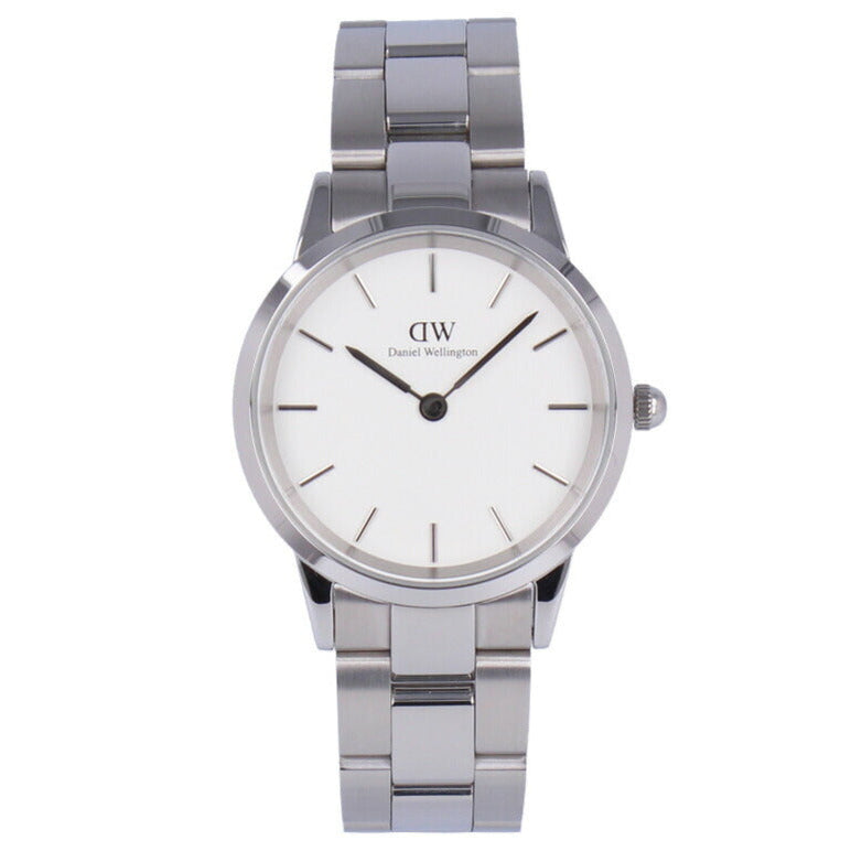 Daniel Wellington Iconic Link White Dial Silver Steel Strap Watch For Women - DW00100205