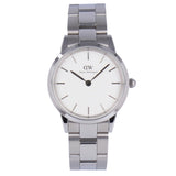 Daniel Wellington Iconic Link White Dial Silver Steel Strap Watch For Women - DW00100205