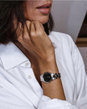 Daniel Wellington Iconic Link Black Dial Silver Steel Strap Watch For Women - DW00100208