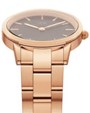 Daniel Wellington Iconic Link Black Dial Rose Gold Steel Strap Watch for Women - DW00100210