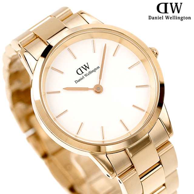 Daniel Wellington Iconic Link White Dial Rose Gold Steel Strap Watch For Women - DW00100211