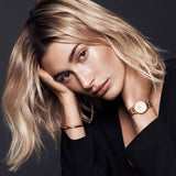 Daniel Wellington Iconic Link White Dial Rose Gold Steel Strap Watch for Women - DW00100213