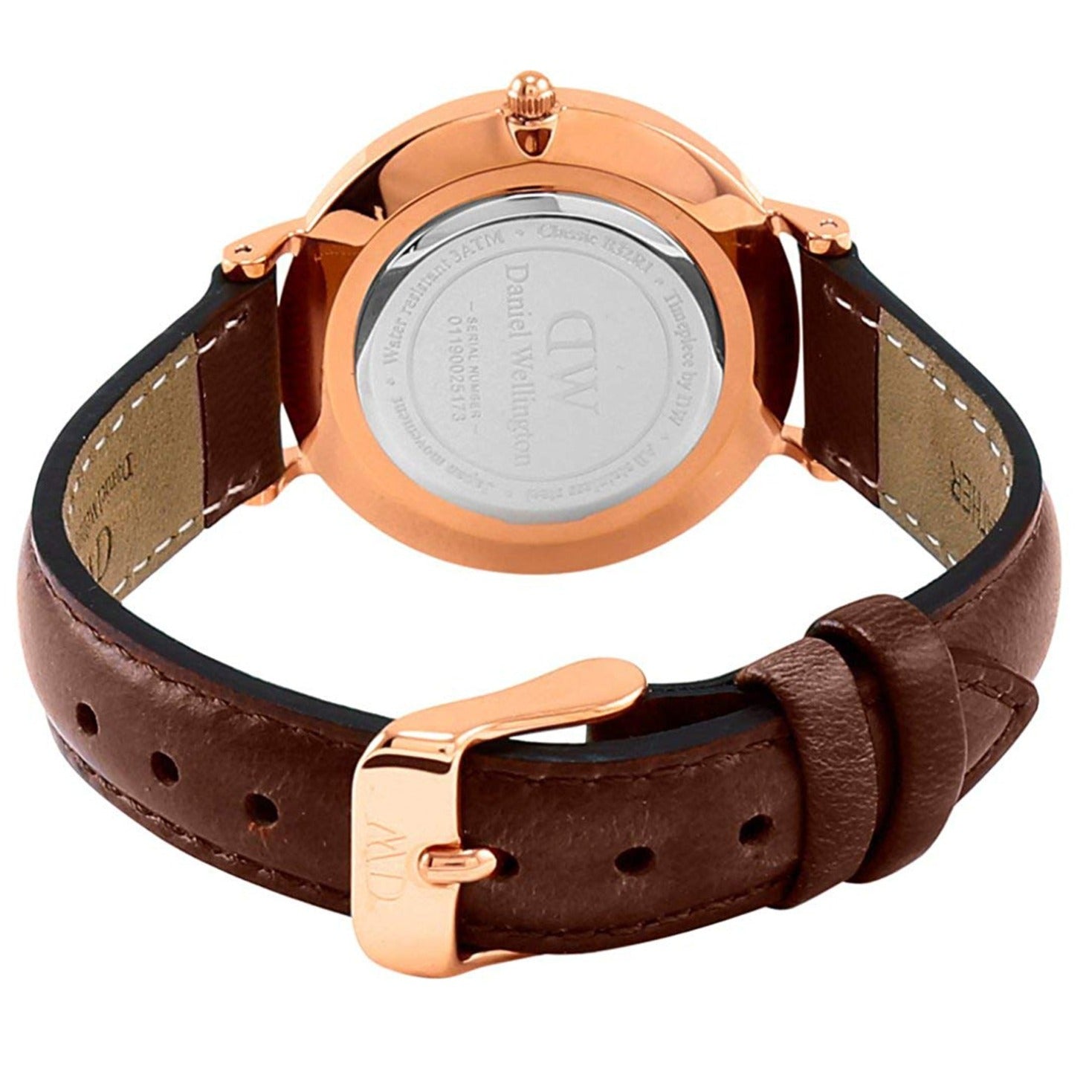 Daniel Wellington Classic Petite St Mawes Black Dial Brown Leather Strap Watch For Women - DW00100225