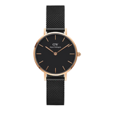 Daniel Wellington Petite Ashfield Black Dial Black Mesh Strap Watch For Women - DW00100245