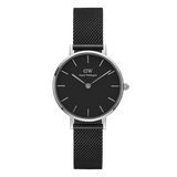 Daniel Wellington Petite Ashfield Black Dial Black Mesh Strap Watch For Women - DW00100246