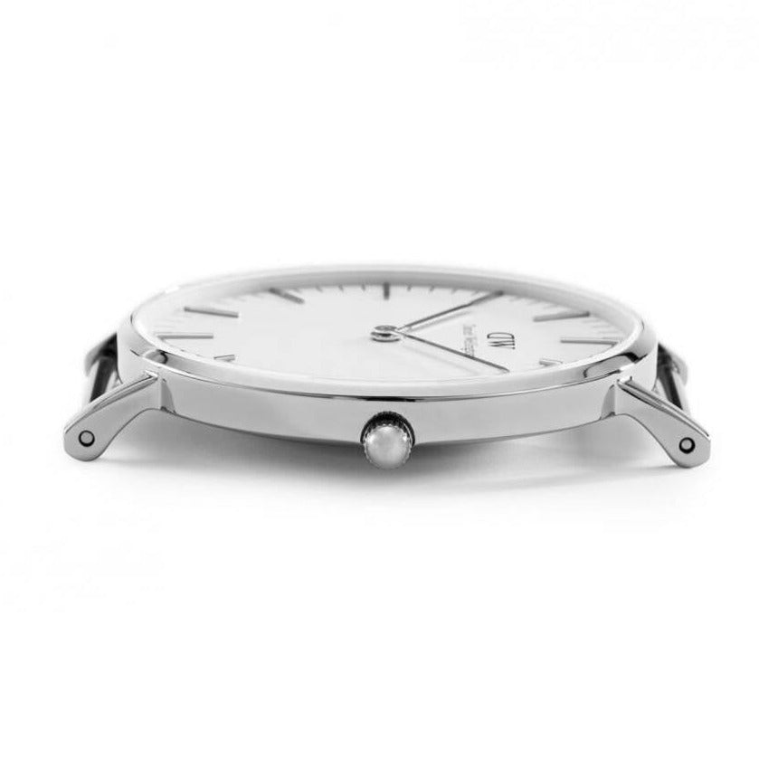 Daniel Wellington Classic Cornwall White Dial Black Nylon Strap Watch For Men - DW00100260