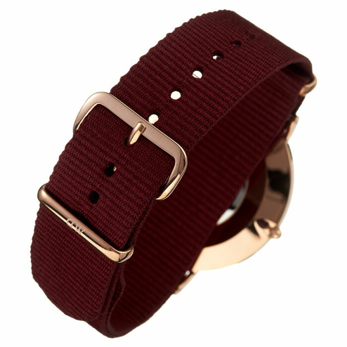 Daniel Wellington Classic Roselyn White Dial Maroon Nylon Strap Watch For Women - DW00100267