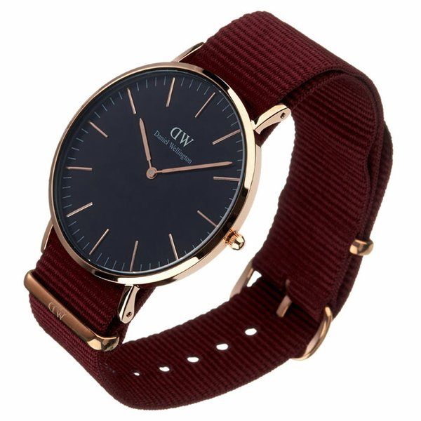 Daniel Wellington Classic Roselyn Black Dial Maroon Nylon Strap Watch For Women - DW00100269