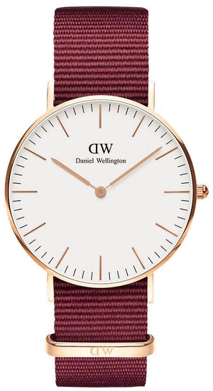 Daniel Wellington Classic Roselyn White Dial Red NATO Strap Watch For Women - DW00100271
