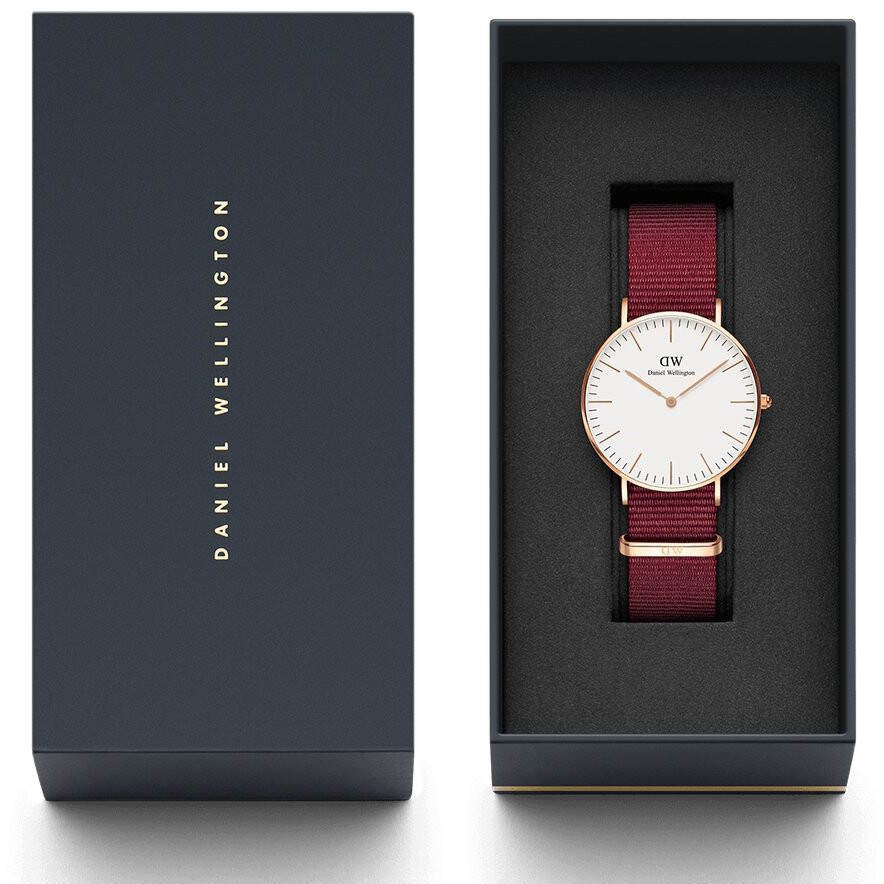 Daniel Wellington Classic Roselyn White Dial Red NATO Strap Watch For Women - DW00100271
