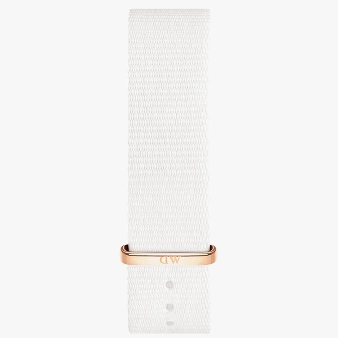 Daniel Wellington Classic Dover Black Dial White Nylon Strap Watch For Women - DW00100310