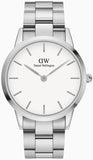 Daniel Wellington Iconic White Dial Silver Steel Strap Watch For Men - DW00100341