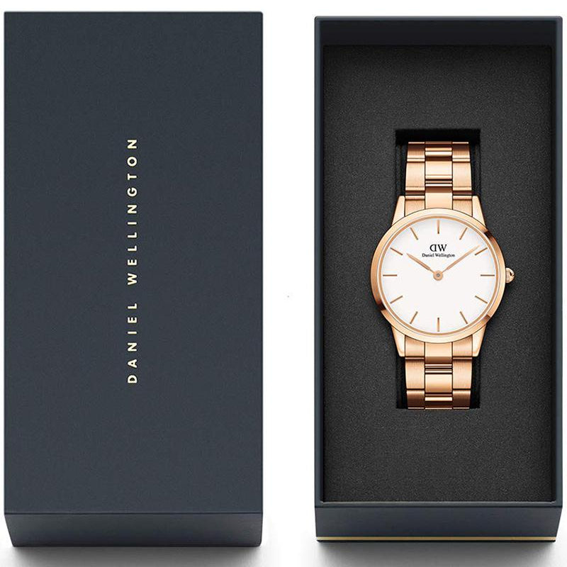 Daniel Wellington Iconic Link White Dial Gold Steel Strap Watch For Men - DW00100343