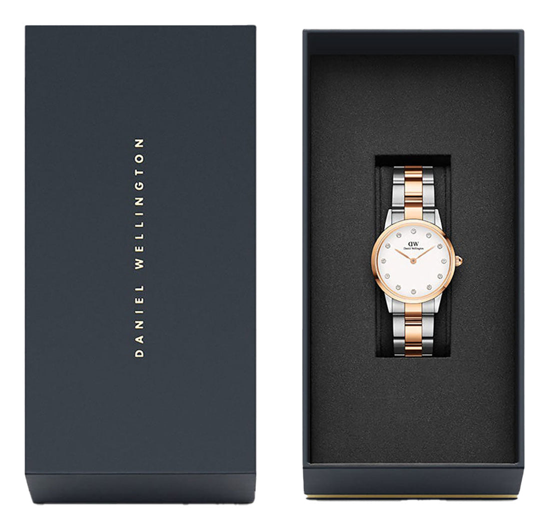 Daniel Wellington Iconic Link White Dial Two Tone Steel Strap Watch For Women - DW00100359