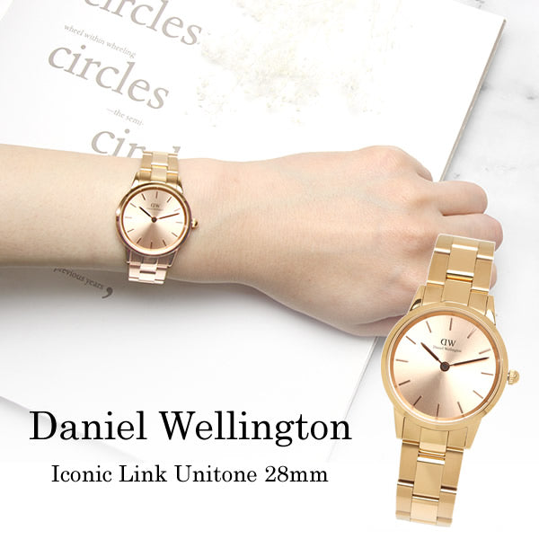 Daniel Wellington Iconic Link Unitone Rose Gold Dial Rose Gold Steel Strap Watch For Women - DW00100401