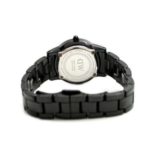 Daniel Wellington Iconic Link Ceramic Black Dial Black Steel Strap Watch For Women - DW00100415