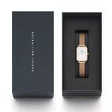 Daniel Wellington Quadro Melrose White Dial Gold Mesh Strap Watch For Women - DW00100431