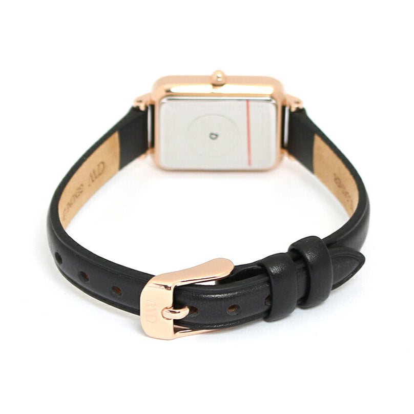 Daniel Wellington Quadro Pressed Sheffield Green Dial Black Leather Strap Watch For Women - DW00100439