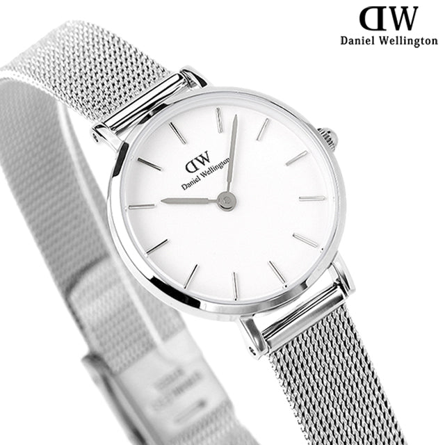 Daniel Wellington Classic Petite Sterling White Dial Silver Mesh Bracelet Watch for Women - DW00100442