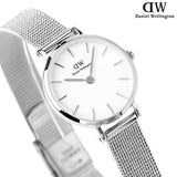 Daniel Wellington Classic Petite Sterling White Dial Silver Mesh Bracelet Watch for Women - DW00100442