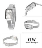 Daniel Wellington Quadro Unitone Silver Dial Silver Mesh Strap Watch For Women - DW00100486
