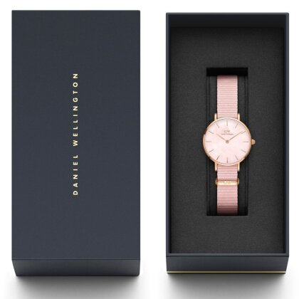 Daniel Wellington Petite Mother of Pearl Pink Dial Pink Nylon Strap Watch For Women - DW00100512