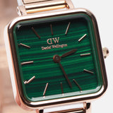 Daniel Wellington Quadro Studio Green Dial Rose Gold Mesh Strap Watch For Women - DW00100520