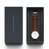Daniel Wellington Classic Petite Bristol White Dial Brown Leather Strap Watch For Women - DW00100227