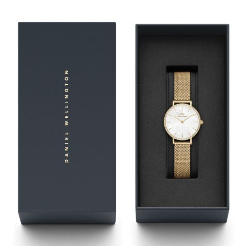 Daniel Wellington Petite Melrose White Dial Rose Gold Mesh Strap Watch For Women - DW00100305