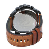 Diesel Mega Chief Chronograph Grey Dial Brown Leather Strap Watch For Men - DZ4463