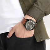 Diesel Mega Chief Chronograph Grey Dial Brown Leather Strap Watch For Men - DZ4463