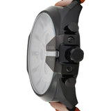 Diesel Mega Chief Chronograph Grey Dial Brown Leather Strap Watch For Men - DZ4463