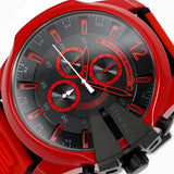 Diesel Mega Chief Chronograph Black Dial Red Rubber Strap Watch For Men - DZ4526
