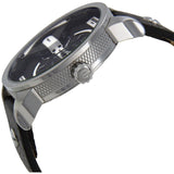 Diesel Mini Daddy Black Silver Dial Black Leather Strap Watch For Men - DZ7307