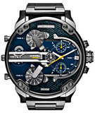 Diesel Big Daddy 2.0 Chronograph Blue Dial Grey Steel Strap Watch For Men - DZ7331