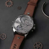 Diesel Mr Daddy Chronograph Grey Dial Brown Leather Strap Watch For Men - DZ7413