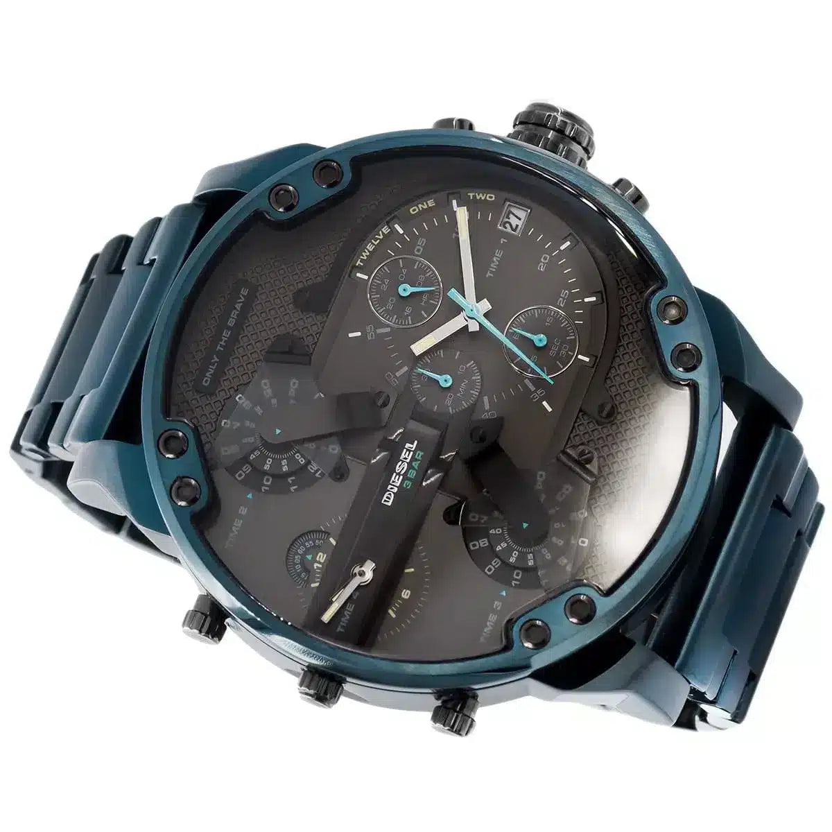 Diesel Daddy 2.0 Chronograph Grey Dial Blue Steel Strap Watch For Men - DZ7414