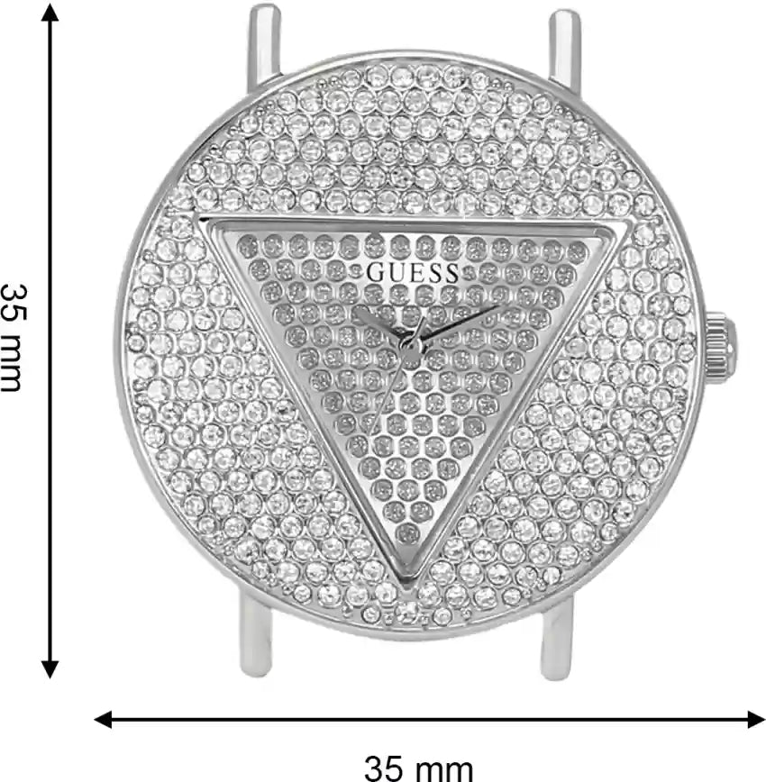 Guess Iconic Diamonds Silver Dial Silver Mesh Bracelet Watch For Women - GW0477L1