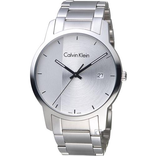 Calvin Klein City Chronograph Silver Dial Silver Steel Strap Watch for Men - K2G2G14X
